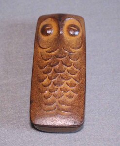 金属工芸◆フクロウ　蓋物　鉄製◆◆判子入れ　朱肉入れ　ハンコ 小物入れ　梟　iron owl