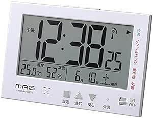 MAG(マグ) 目覚まし時計 電波 温度計 湿度計 カレンダー デジタル エアサーチミチビキ 環境目安表示機能 バックライト スヌ