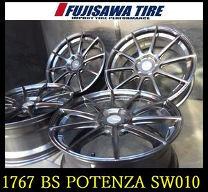 【1767】FK05111294◆BS POTENZA SW010 ホイール◆19x8J 5穴 PCD114.3 +45◆4本◆ハリアー RAV4 CX-5 など