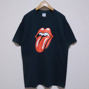 00s■THE ROLLING STONES ローリングストーンズ■ベロマーク プリント Tシャツ■M ブラック 黒 GILDAN■ビンテージ バンド バンT dvd cd