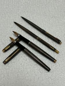 【118-18】1円〜 PARKER パーカー スターリング 万年筆 ボールペン 4点まとめ ペン先 14K 585 筆記未確認 シルバー メンズ 同梱不可