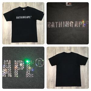 スワロフスキー BAPE LOGO Tシャツ Sサイズ ブラック a bathing ape swarovski ラインストーン エイプ ベイプ アベイシングエイプ w15