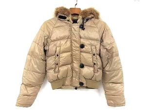 1円 MONCLER モンクレール ナイロン ダウンジャケット アウター 上着 サイズ 0 洋服 レディース ベージュ系 FC3697