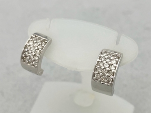 【鑑別カード付き】K14WG／ピアス／天然ダイヤモンド／0.15ct×2／2.3g 店舗受取可