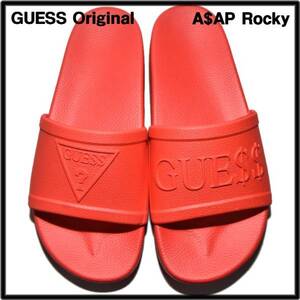 M: 27～28cm 新品【GUESS ORIGINALS x A$AP ROCKY A$AP SLIDES Red GUESS ゲス ASAP Rocky シャワーサンダル レッド】