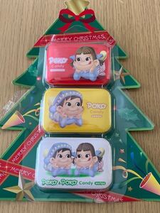 新品　未使用　ペコちゃん　クリスマスツリー　キャンディ缶　3点セット