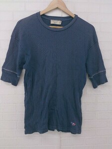 ◇ MAISON KITSUNE メゾン キツネ KMM-0703-A リブ 半袖 Tシャツ カットソー サイズS ネイビー メンズ E