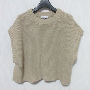 美品 NATURAL BEAUTY BASIC ナチュラルビューティーベーシック ショート丈 ニット ベスト 017-1270972 M ベージュ ◆