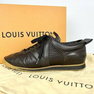 1円 【美品】 LOUIS VUITTON ルイヴィトン 【王者の貫禄】 メンズ ローカット スニーカー シューズ 靴 シボ革 レザー ブラウン 6 25.0cm