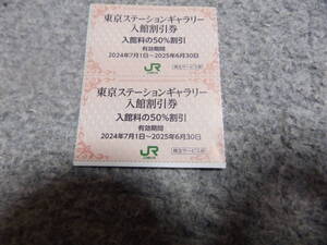 JR東日本　東京ステーションギャラリー入館 半額券枚 2枚セット 有効期限:2025年6月30日まで 送料無料