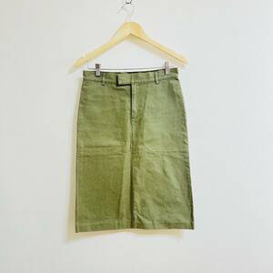 H7348FF フランス製 A.P.C アーペーセー RUE DE FLEURUS PARIS スカート デニムスカート タイトスカート サイズ36 M～L位 カーキレディース