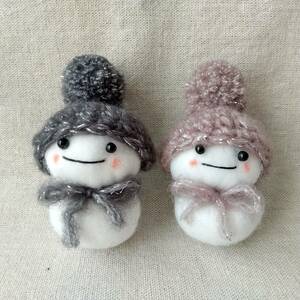 ハンドメイド　ゆきだるまオーナメント　２個セット　１４　雪だるま　クリスマス　冬雑貨