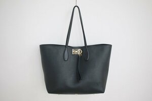 ◎ 中古品 Salvatore Ferragamo サルヴァトーレ フェラガモ AU-21/H340 トートバッグ ブラック ゴールド金具 レザー レディース メンズ