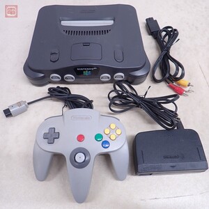 動作品 N64 ニンテンドウ64 本体 NUS-001 任天堂 Nintendo AC/AVケーブル/コントローラ付【20