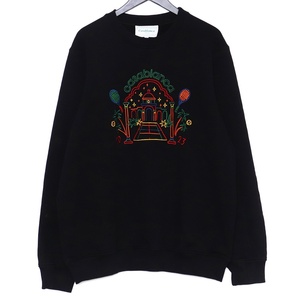 CASABLANCA Rainbow Crayon Temple スウェットシャツ XLサイズ ブラック カサブランカ l/s 長袖トレーナー クルーネック 刺繍 sweat shirt