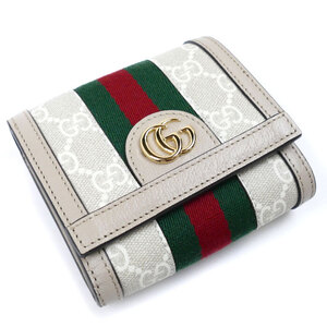 GUCCI グッチ オフィディア GG カードケース ウォレット 二つ折り財布 ベージュ ホワイト 598662 UULAG 9682 レディース 中古 美品