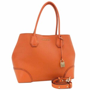 1円 ■ 美品 マイケルコース 2wayバッグ オレンジ系 レザー 普段使い 通勤 通学 MICHAEL KORS ■E.Biu.Gt-20