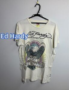 廃盤稀少Ed Hardy エドハーディー染み込みイーグルプリントTシャツ: S米国製☆TS-344