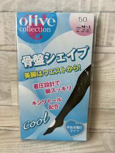 未使用★甲あき着圧タイツ★ 骨盤シェイブ　ゾッキ編み　ブラック タイツ M-L 着圧設計　キシリトール配合　クール　50でニール