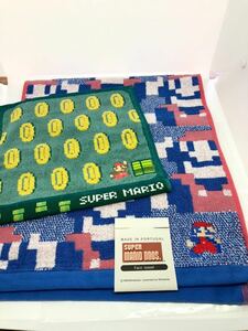 ◆スーパーマリオ【ポルトガル製フェイスタオル+ハンドタオル】マリオ刺繍◆地下ステージ 任天堂