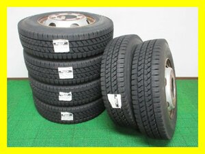 ZY597【送料無料】205/80R17.5 120/118 ★ 新品 ★ ラベル付 ブリヂストン スタッドレス W979 22年製 ホイールセット 6本 激安 キャンター