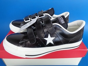 14318■新品 デッド 希少カラー 日本製 converse ワンスター J ベルクロ V-3 黒 白 ブラック レザー 箱付き 8 26.5 