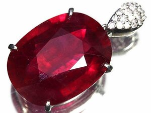 KL13027SS【1円～】【RK宝石】≪RUBY≫ 天然ルビー 超特大22.84ct!! 極上ダイヤモンド Pt900 高級ペンダントヘッド ネックレス