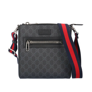 グッチ GGスプリーム ショルダーバッグ PVC 523599 498879 ブラック ユニセックス GUCCI 中古 美品