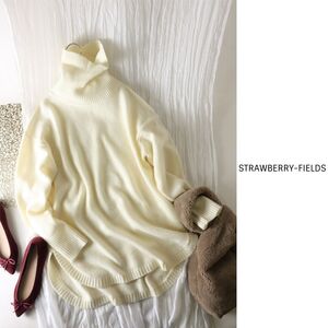 超美品☆ストロベリーフィールズ STRAWBERRY-FIELDS☆ウールタートルネックニットプルオーバー 2サイズ☆Y-F 0481