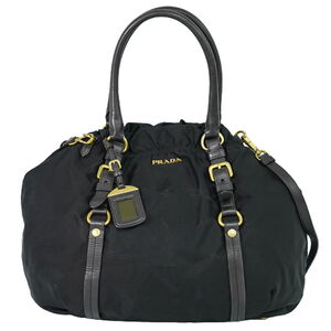 本物 プラダ PRADA ロゴジャガード 2WAY ショルダーバッグ ハンドバッグ ナイロン ブラック BR4258