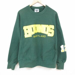 XL/古着 リー Lee 長袖 スウェット メンズ 90s HOUNDS メリーランド 刺繍 クルーネック 緑 グリーン spe 23nov02 中古 スエット トレー