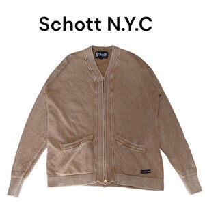 Schott NYC フェード加工　カーディガン　ショット　麻