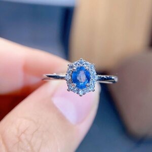 【証明書付き】 Pure Natural Sapphire Ring、米国サイズ6.5（日本の13号相当）、最初の入札者様は開始価格で購入可能 aa