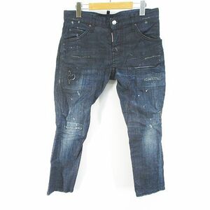 ディースクエアード DSQUARED2 S75LA0783 S30342 クラッシュ＆リメイク加工 ジーンズ ボタンフライ 36 濃紺 ネイビー インディゴ イタリア