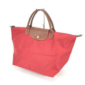 3925-60【 LONGCHAMP 】 ロンシャン ルプリアージュ ナイロン レザー ハンドバッグ トート 手提げ 折りたたみ レディース レッド系