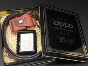 未使用 ZIPPO LIGHTER ジッポライター 1995年製 ベルト&レザーケースセット 缶ケース付き 着火未確認 喫煙グッズ 喫煙具 現状品 CA044060