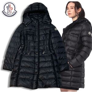 13 正規品 MONCLER モンクレール HERMINE DOWN JACKET エルミンヌ ナイロン ダウンジャケット ジップアップ ブルゾン 0 ブラック