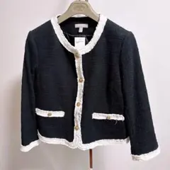 H&Mブラックノーカラージャケット EUR 42 XL