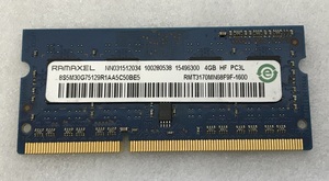 RAMAXEL DDR3L-1600 4GB DDR3L ノートパソコン用メモリ PC3L-12800S 4GB 204ピン DDR3L LAPTOP RAM 中古 動作確認済み