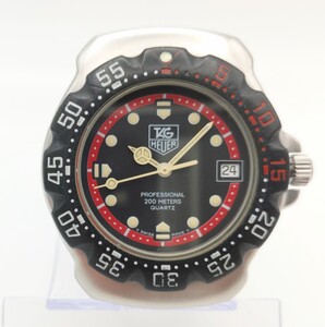 【稼働品】ボーイズ クォーツ タグホイヤー TAGHEUER Professional 200m フォーミュラ1シリーズ WA1214 黒/赤文字盤 フェイスのみ