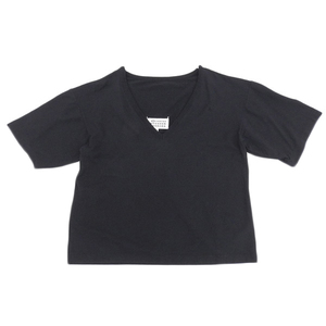 美品 メゾンマルタンマルジェラ Maison Martin Margiela コットン オフショルダー Tシャツ レディース 黒 sizeM 2015SS Y02716