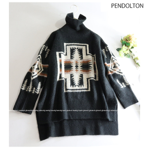 ペンドルトン PENDLETON★大人素敵♪ウール＆アルパカ混ネイティブ柄ハイネックニットプルオーバートップス