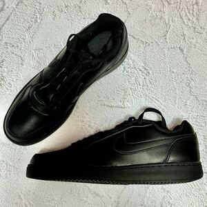 26.0cm 新品未使用 NIKE EBERNON LOW ナイキ エバノン ロー スニーカー シューズ ブラック 黒 人気 定番 レザー コート 箱無し 正規品