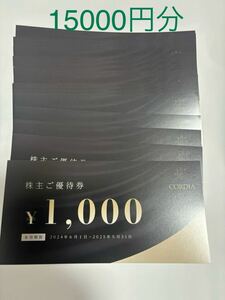 ホテルコルディア　15000円分　ワキタ株主優待券　【匿名発送無料】