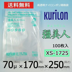 【即納！送料無料】彊美人 70ミクロン XS-1725 ナイロンポリ袋/真空袋 (厚み 70μ×幅 170×高さ 250mm)【100枚】★五層構造・三方規格袋