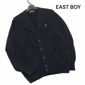 EAST BOY イーストボーイ 刺繍♪ コットン スクール ニット カーディガン Sz.11　レディース ネイビー 女子 学生 通学　K4T00418_4#O