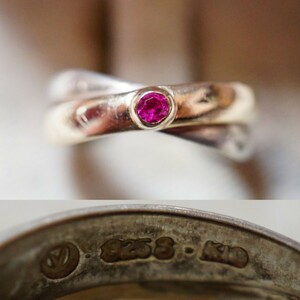 1398 10金 シルバー 天然ルビー リング 指輪 ヴィンテージ アクセサリー SILVER K10刻印 天然石 色石 宝石 カラーストーン 装飾品