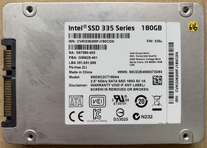 【使用時間54627時間】intel 180GB 335 Series SSDSC2CT180A4 2.5 SATA SSD 616