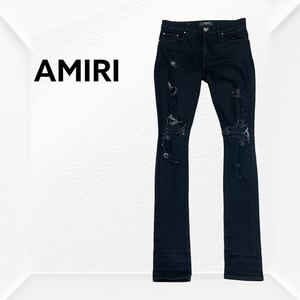 AMIRI アミリ ブラック クラッシュ スキニー デニムパンツ メンズ