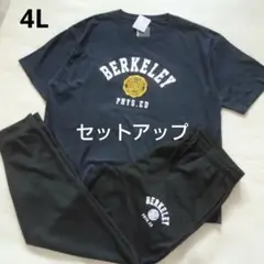 ☆新品☆4L メンズ 半袖Tシャツ スウェットパンツ 上下セット 紺×黒